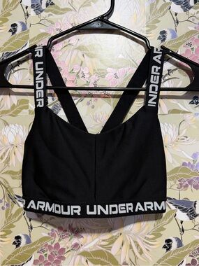 Under Armour Black Sports Bra with White Logo Straps